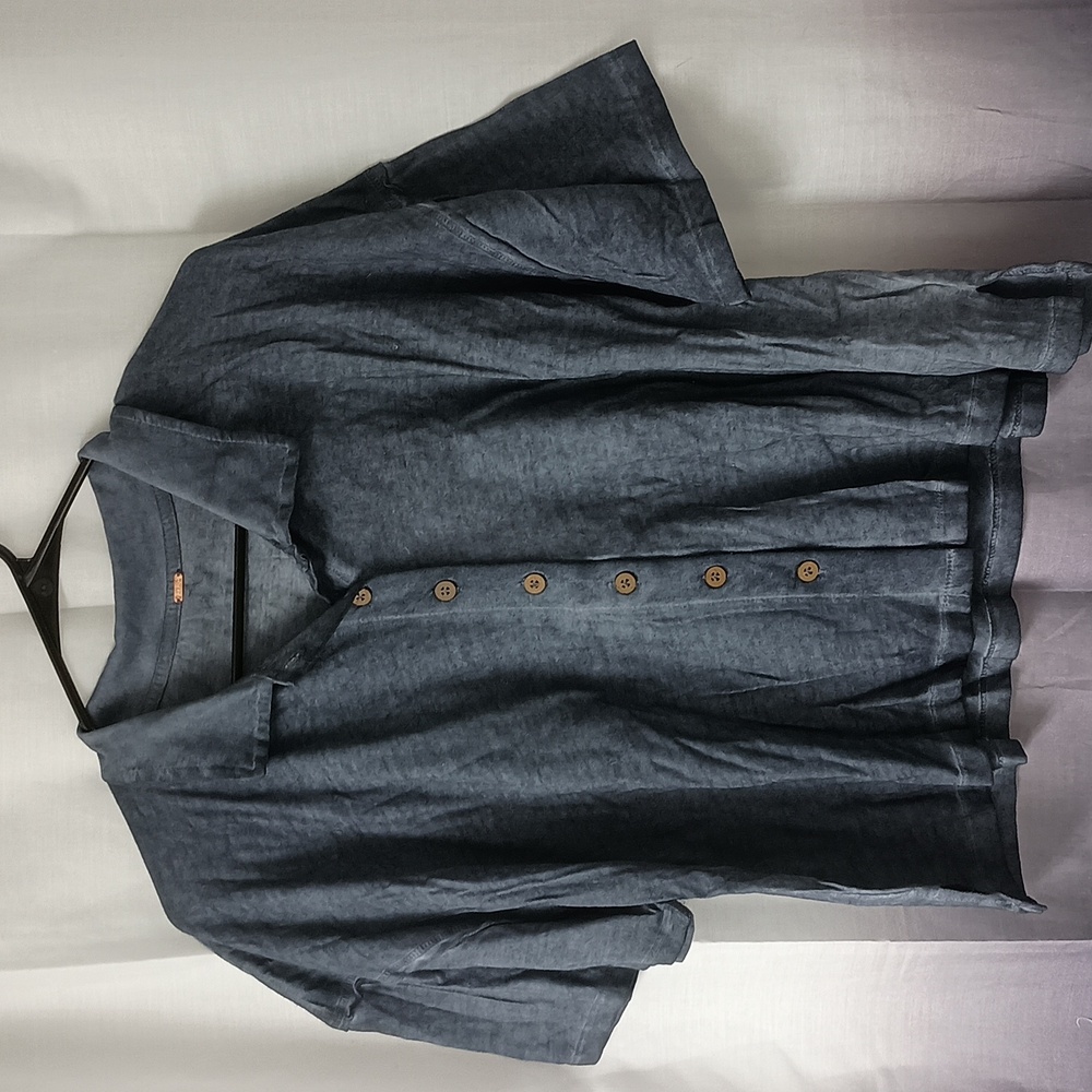 Free People Button Up Cropped Jersey Top L